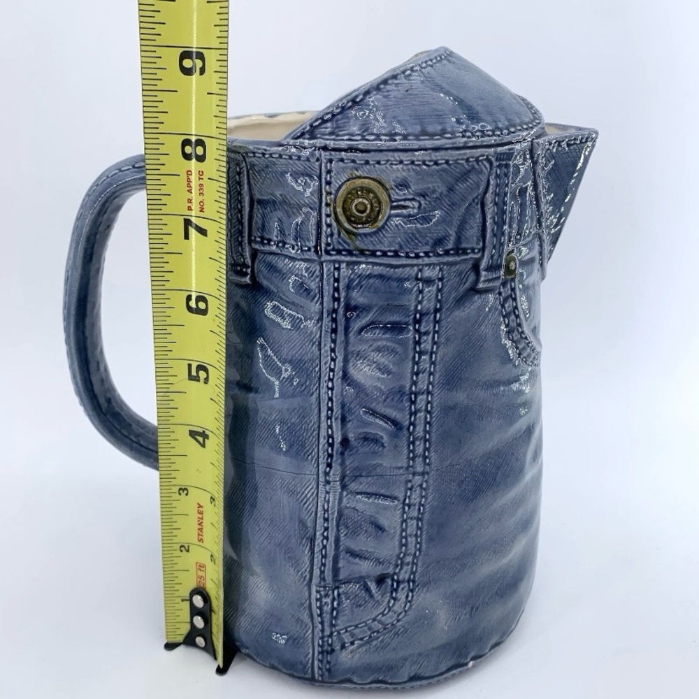 Vintage Sittre Blue Jean Ceramic Pitcher 9” Novelty - Picture 11 of 13
